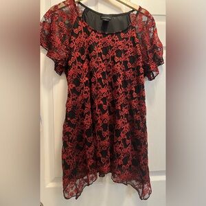 Brittany Black Woman’s Black and Red Laced Shirt Size 2X
